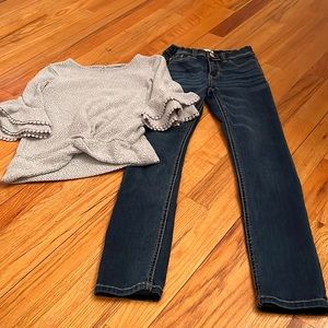 3/4 sleeve skinny Jean pant set